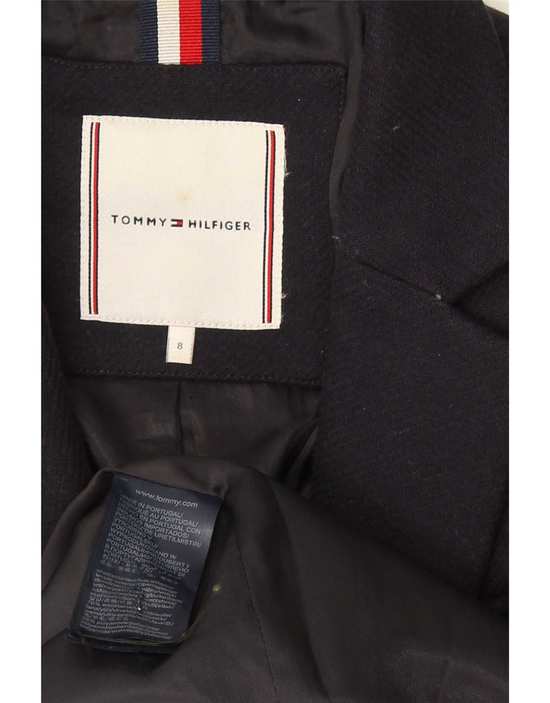 Tommy Hilfiger Abrigo para mujer US 8 Mediano Lana azul marino