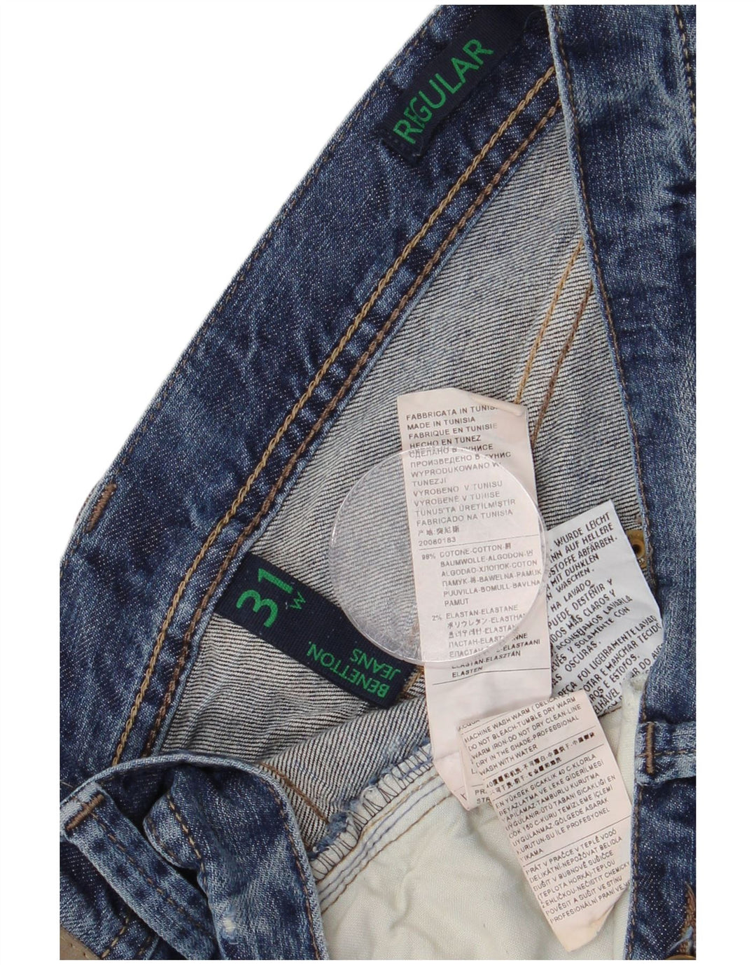 Benetton Vaqueros Regular Rectos W31 L28 Azul Algodón