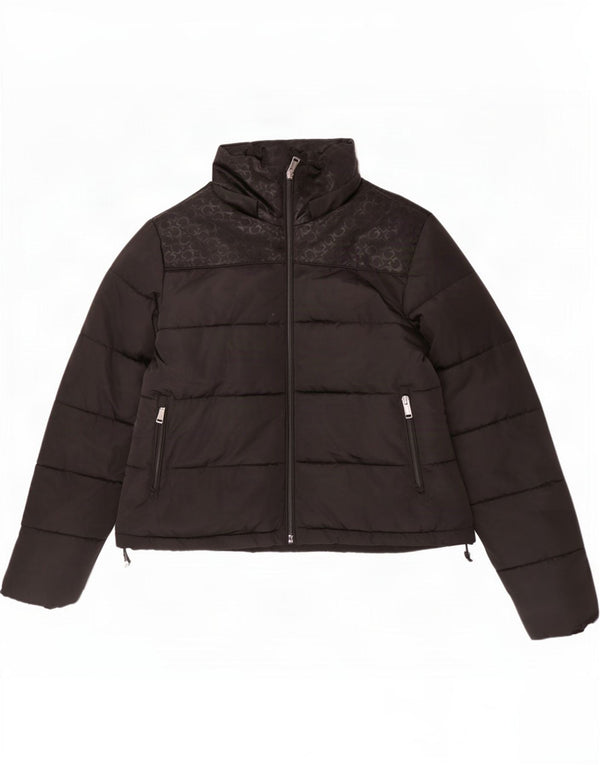 Guess Chaqueta Acolchada Crop Graphic Mujer UK 6 XS Poliéster Negro
