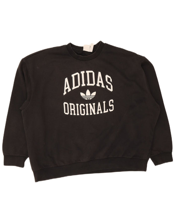 Adidas - Sudadera con gráfico de gran tamaño para mujer, talla 40, talla grande, color negro