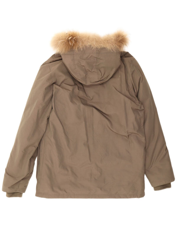 Chaqueta parka canadiense con capucha para hombre UK 40 Large Khaki Cotton