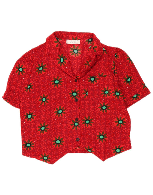 Codice Blusa corta de manga corta para mujer UK 46 Large Red Floral