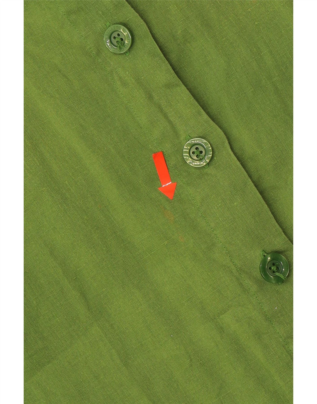 BENETTON Camisa extragrande de manga corta para mujer UK 6 XS Lino verde