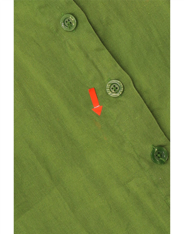 BENETTON Camisa extragrande de manga corta para mujer UK 6 XS Lino verde