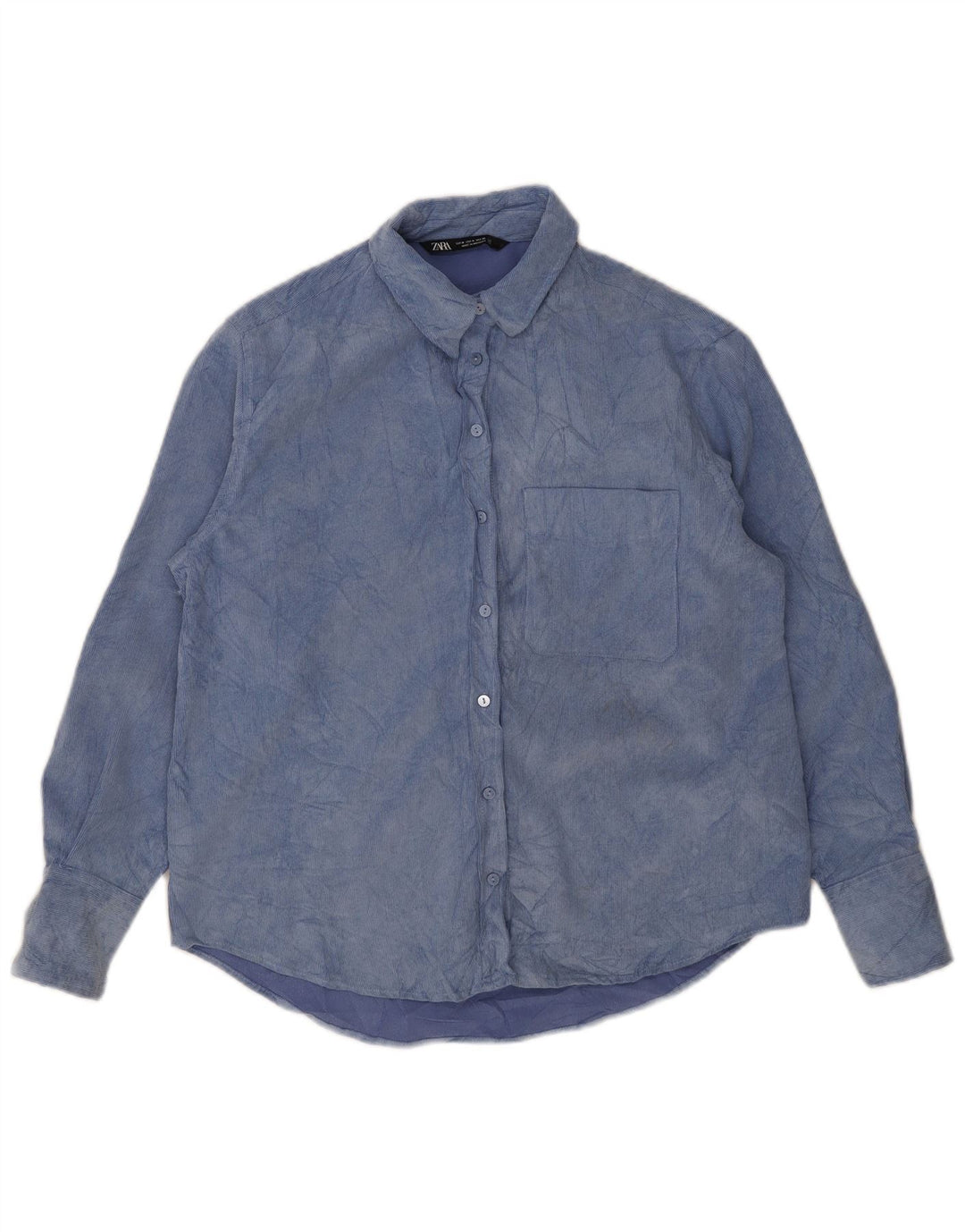 Zara Camisa Polar Mujer UK 40 Poliéster Tie Dye Azul Medio