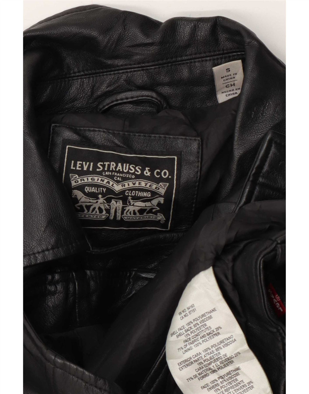 Levi's Chaqueta motera corta de piel sintética para mujer Reino Unido 10 Small Poliuretano negro