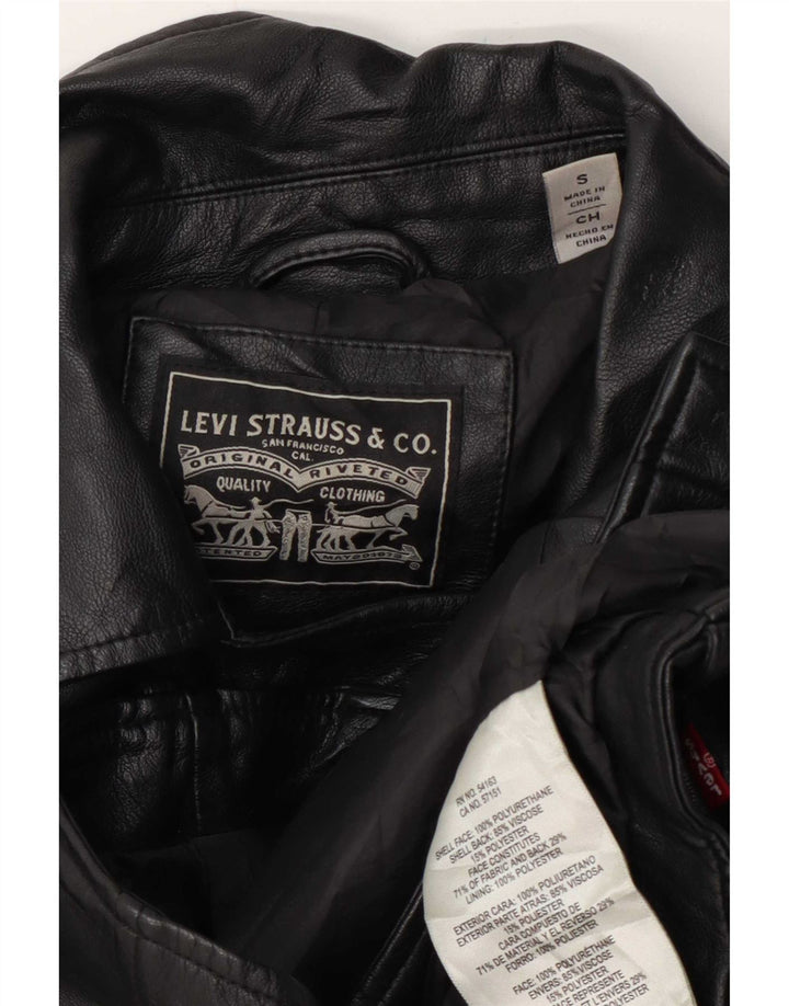 Levi's Chaqueta motera corta de piel sintética para mujer Reino Unido 10 Small Poliuretano negro