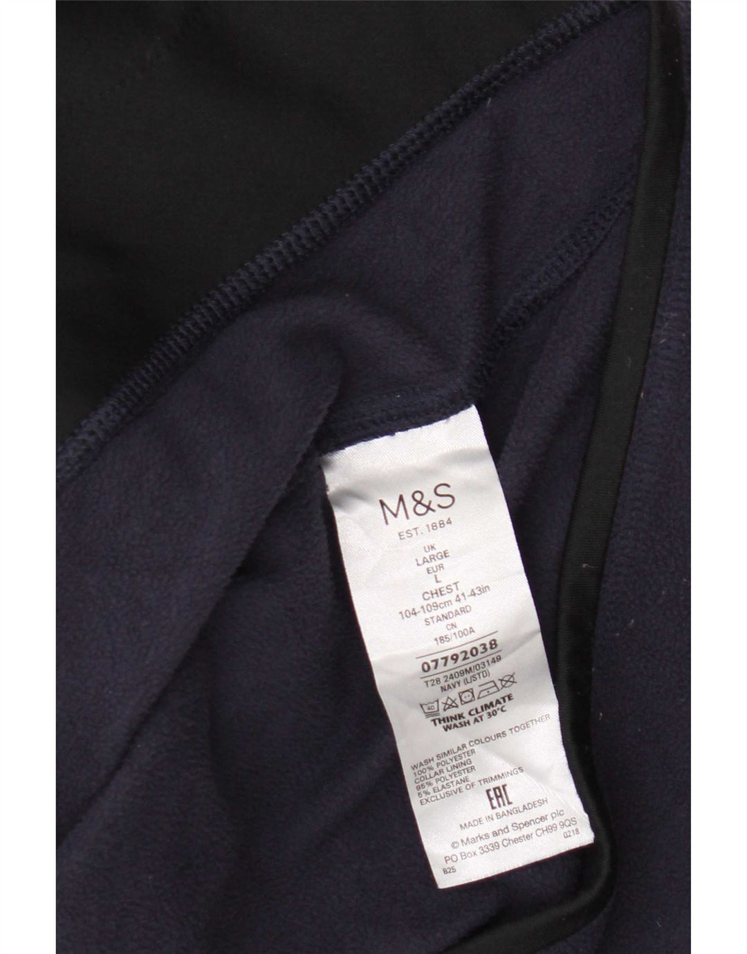 Marks & Spencer Chaqueta polar para hombre UK 40 Large Poliéster azul marino