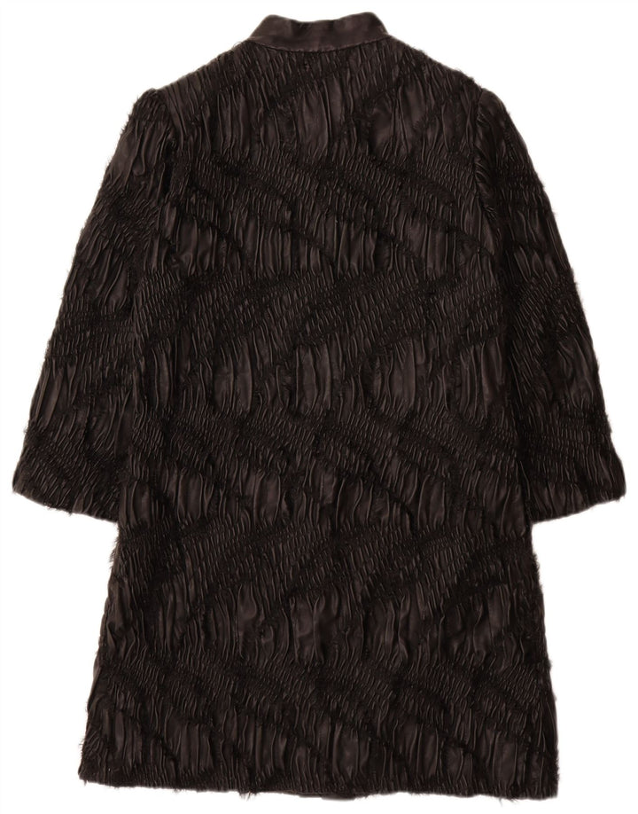 Carnet Abrigo de cuero para mujer UK 8 Small Black