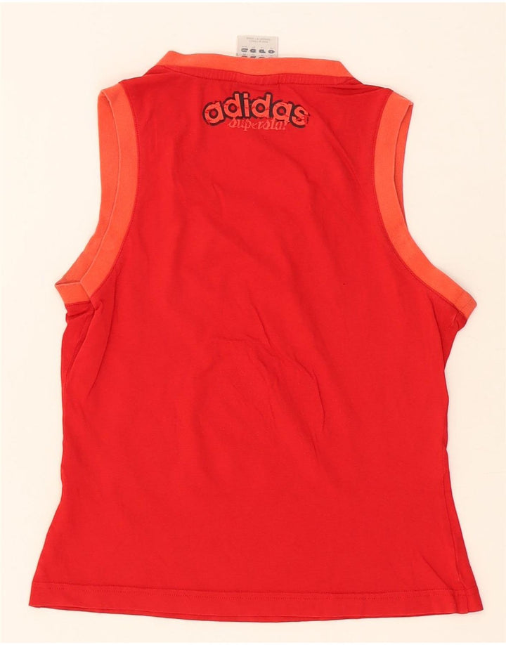 Adidas Mujer Gráfico Chaleco Top Reino Unido 14 Medio Rojo Algodón