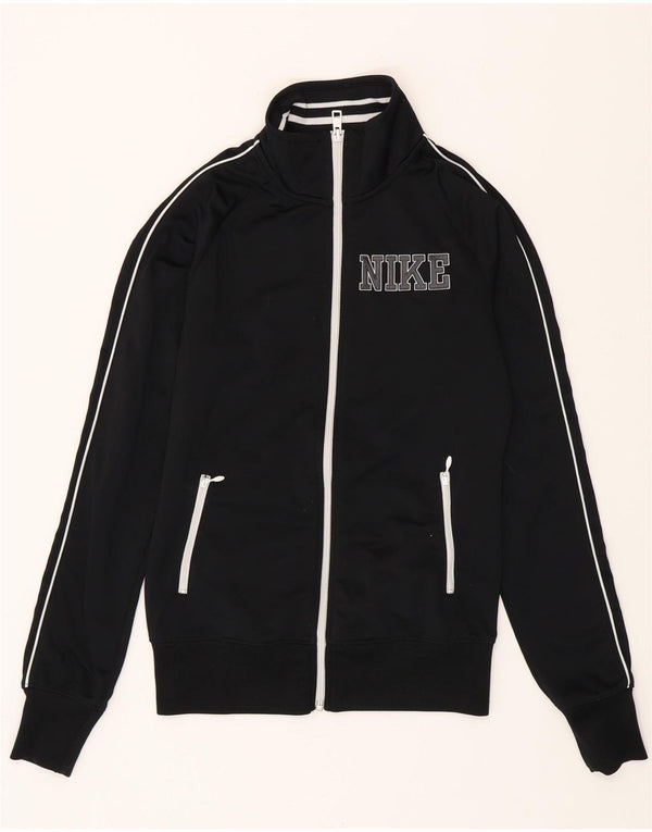 NIKE Womens Tracksuit Top Jacket UK 10 Small Black Polyester