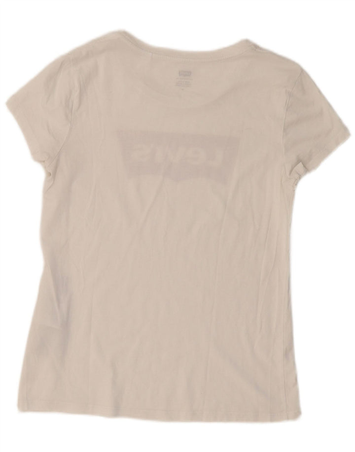 LEVI'S Camiseta gráfica para mujer Top UK 12 Medium White Cotton