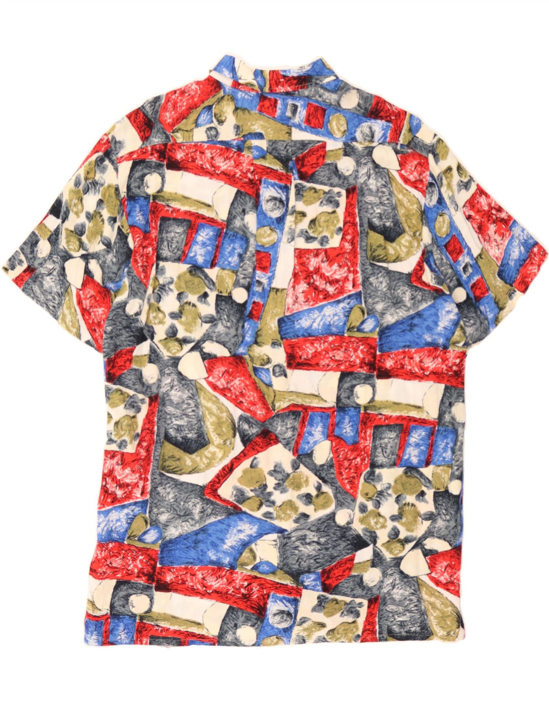 VINTAGE Mens Short Sleeve Shirt XL Multicoloured Patchwork Viscose Vintage Vintage and Second-Hand Vintage from Messina Hembry 