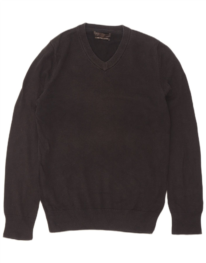 Marks & Spencer Jersey con cuello en V para hombre XS Algodón negro