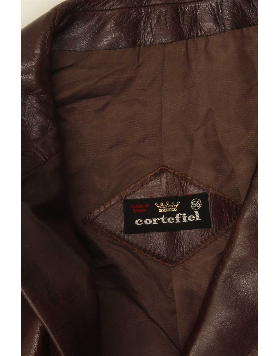 Cortefiel Cazadora Piel Hombre IT 56 3XL Marrón