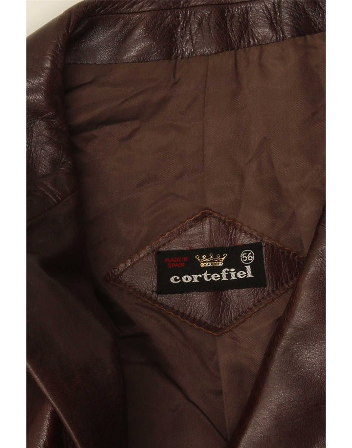 Cortefiel Cazadora Piel Hombre IT 56 3XL Marrón