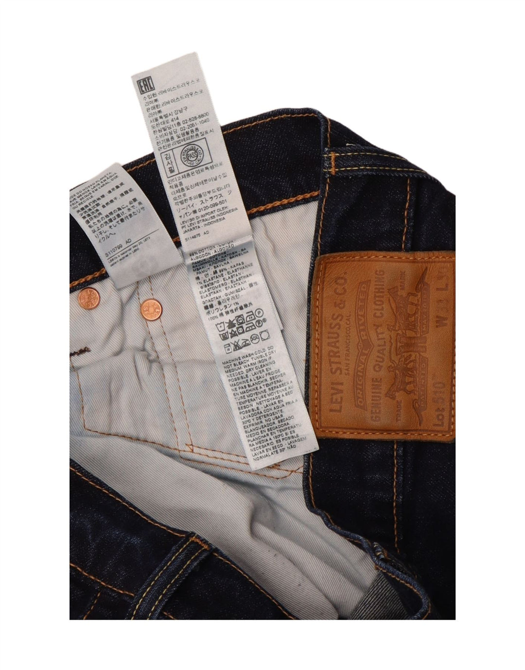 LEVI'S Vaqueros pitillo 510 para hombre W33 L28 Algodón azul marino