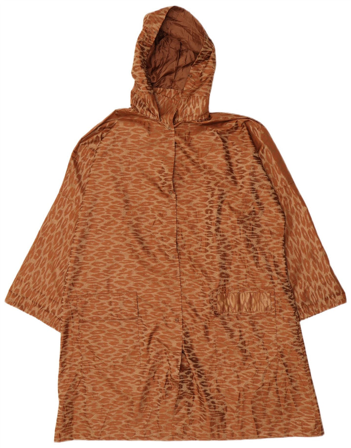 Vintage mujer oversize longline abrigo Reino Unido 14 marrón medio clásico