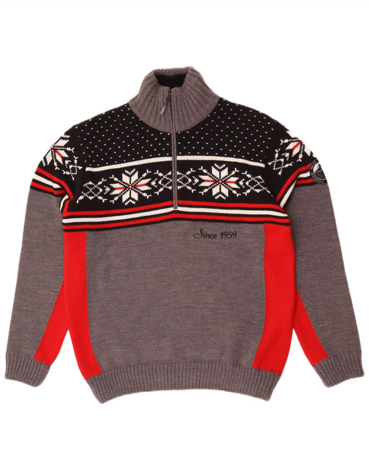 CMP Suéter tipo jersey con cuello y cremallera para hombre Acrílico gris Fair Isle grande