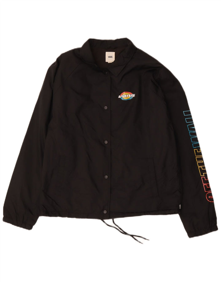 Vans Chaqueta impermeable gráfica para mujer UK 44 Mediano Negro Poliéster