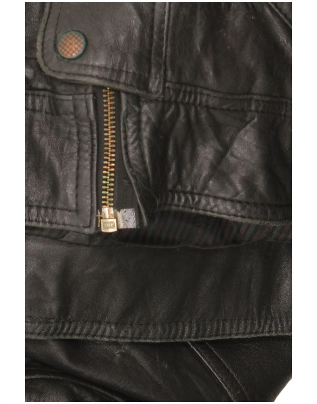 Chaqueta de cuero vintage para hombre Reino Unido 42 XL cuero negro