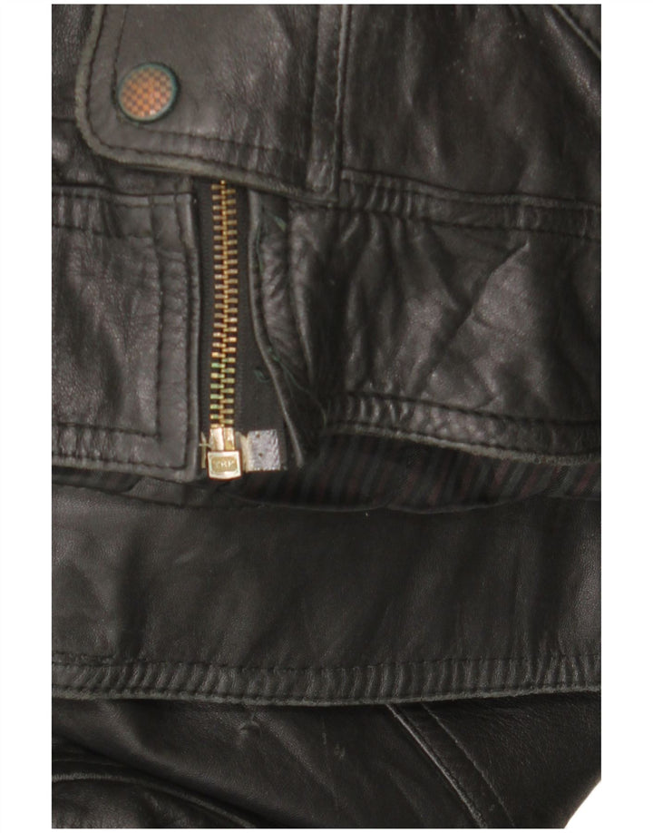 Chaqueta de cuero vintage para hombre Reino Unido 42 XL cuero negro
