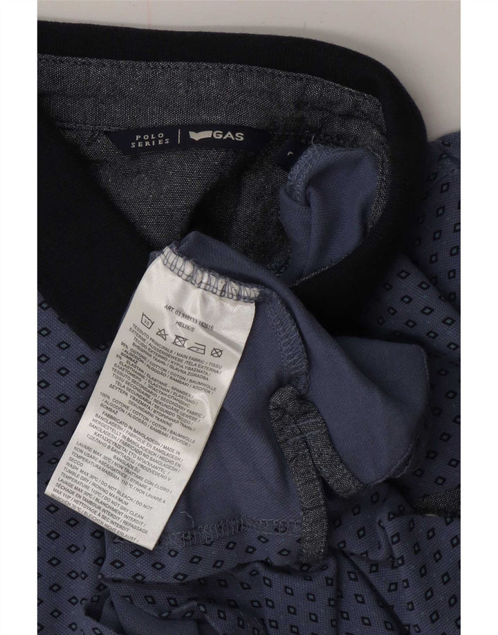 Polo Gas Hombre Algodón Geométrico Azul Grande