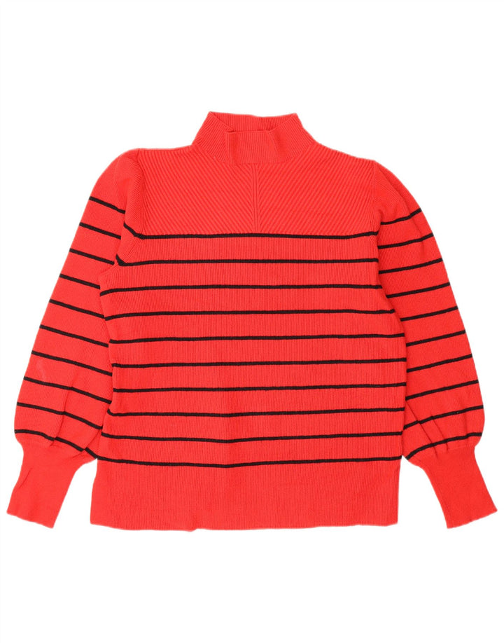 Marks & Spencer Jersey con Cuello Alto para Mujer UK 40 Mediano Rayas Rojas