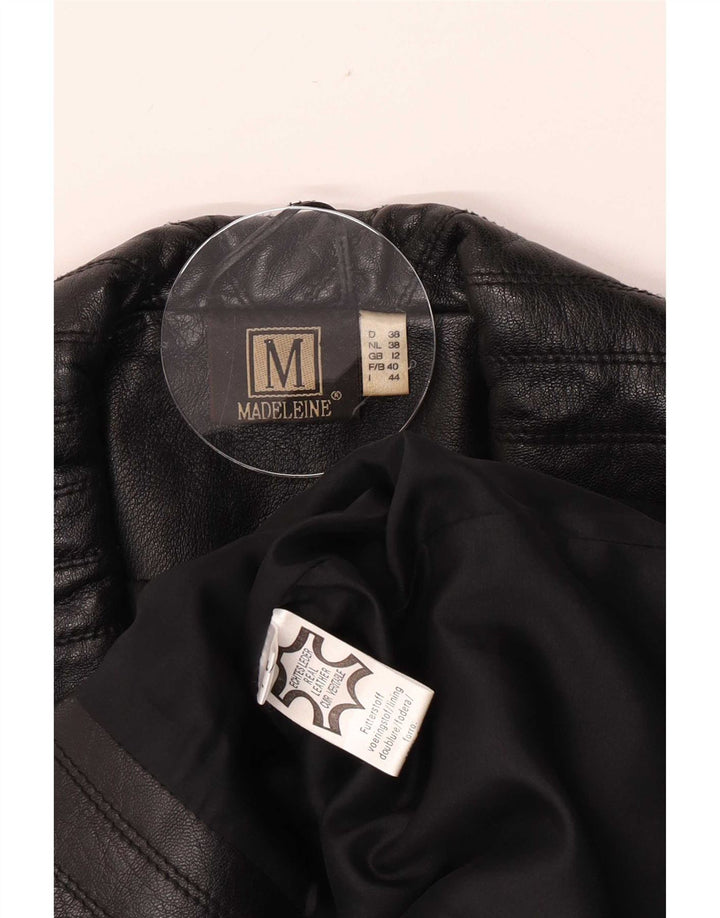 Madeleine Chaqueta de cuero con doble botonadura para mujer UK 42 Medium Black