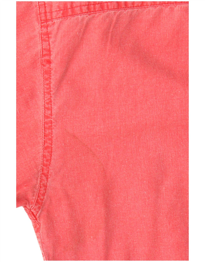 Vintage hombres relajado ajuste camisa grande algodón rosa