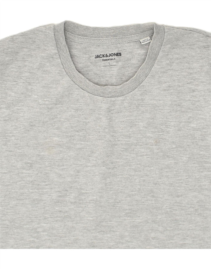 JACK & JONES Mens Sweatshirt Jumper Large Grey Cotton Vintage Jack & Jones and Second-Hand Jack & Jones from Messina Hembry 