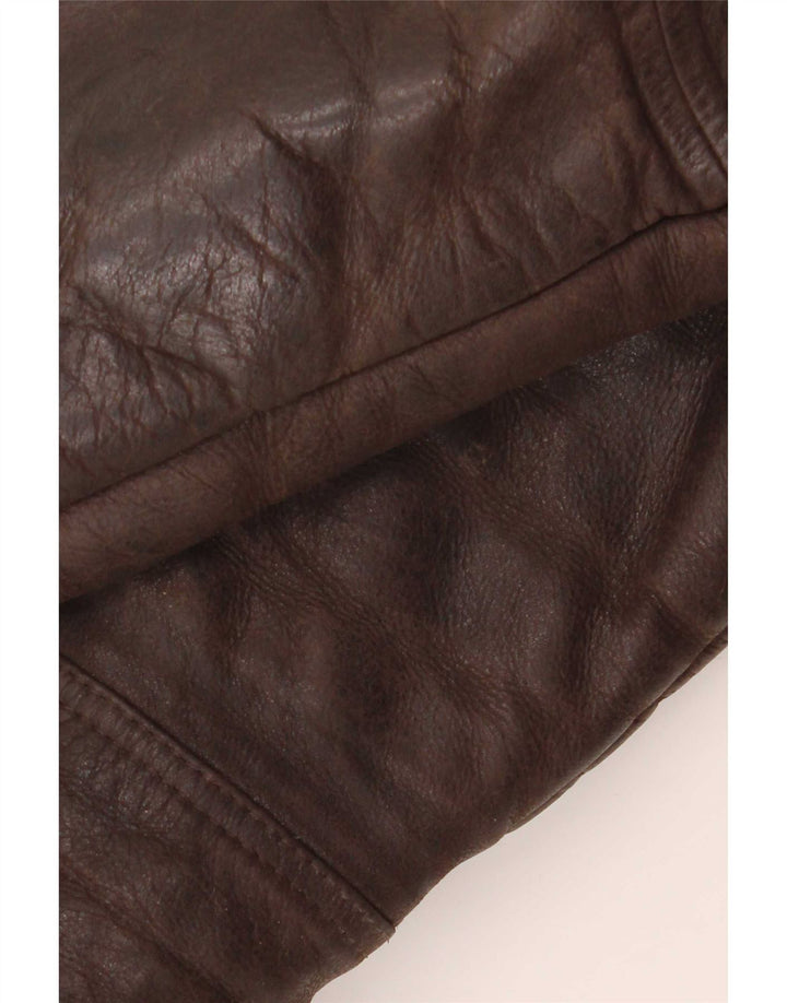 Vintage hombres Sherpa chaqueta de cuero Reino Unido 40 marrón grande