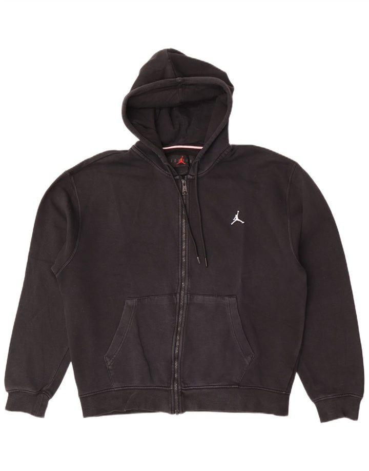 Jordan - Sudadera con capucha y cremallera para hombre, tamaño mediano, algodón negro