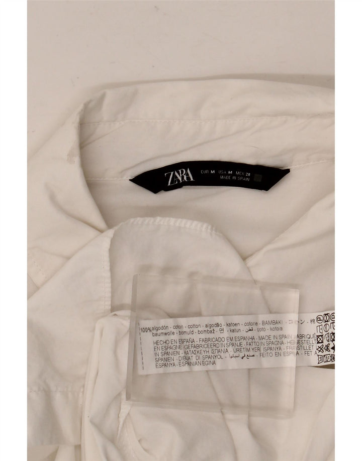 ZARA Vestido camisero extragrande para mujer UK 44 Algodón blanco mediano