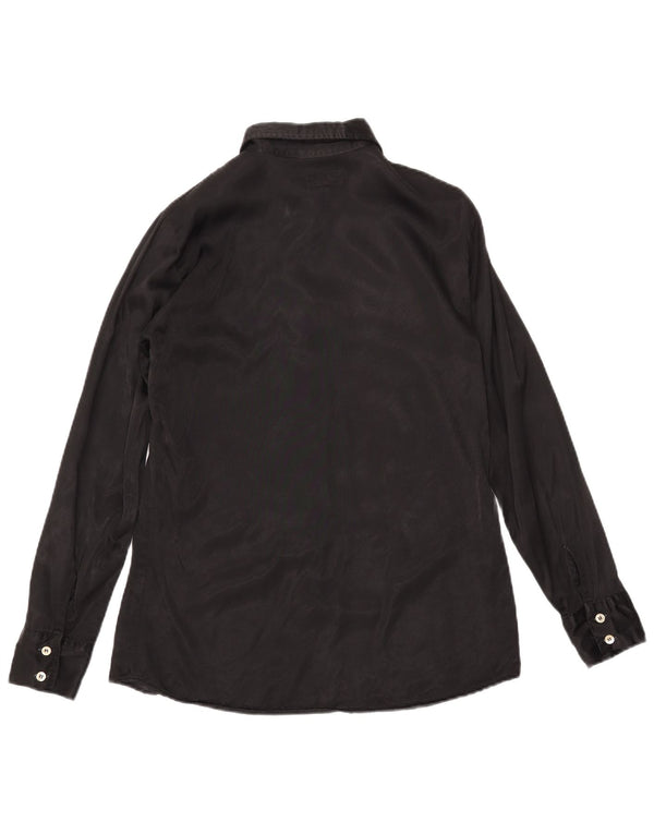 REPLAY Camisa de Mujer UK 44 Medium Viscosa Negra