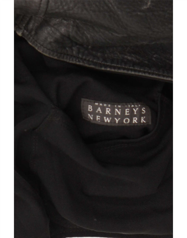 BARNEYS Chaqueta de cuero para hombre UK 36 Small Black
