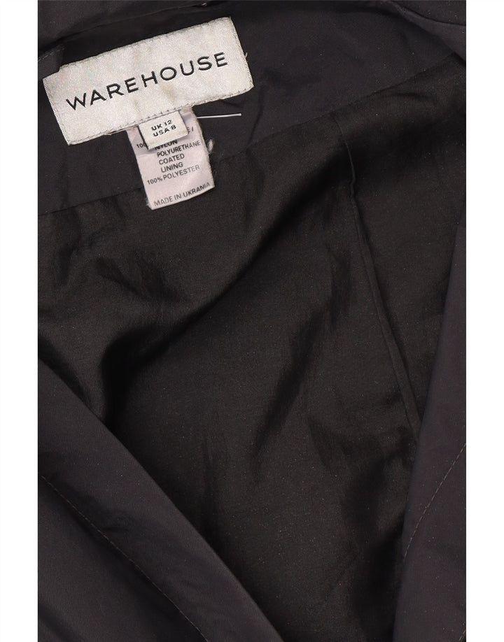 WAREHOUSE Womens Overcoat UK 12 Medium  Black Polyester