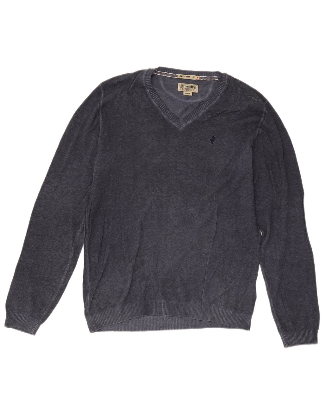 Marlboro Classics - Jersey con cuello en V para hombre, color azul marino mediano, algodón
