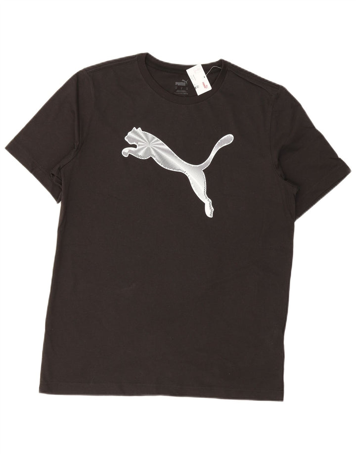 Puma Camiseta gráfica para hombre Top Medium Black Cotton