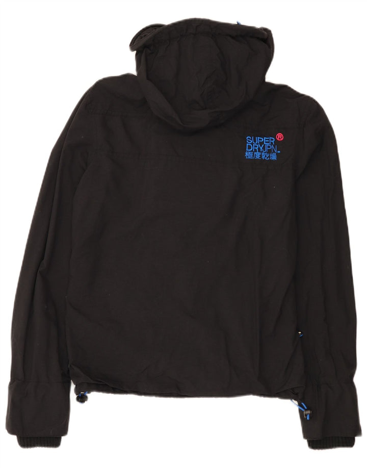 Superdry Chaqueta impermeable con capucha Windcheater para mujer, talla 40, nailon negro mediano