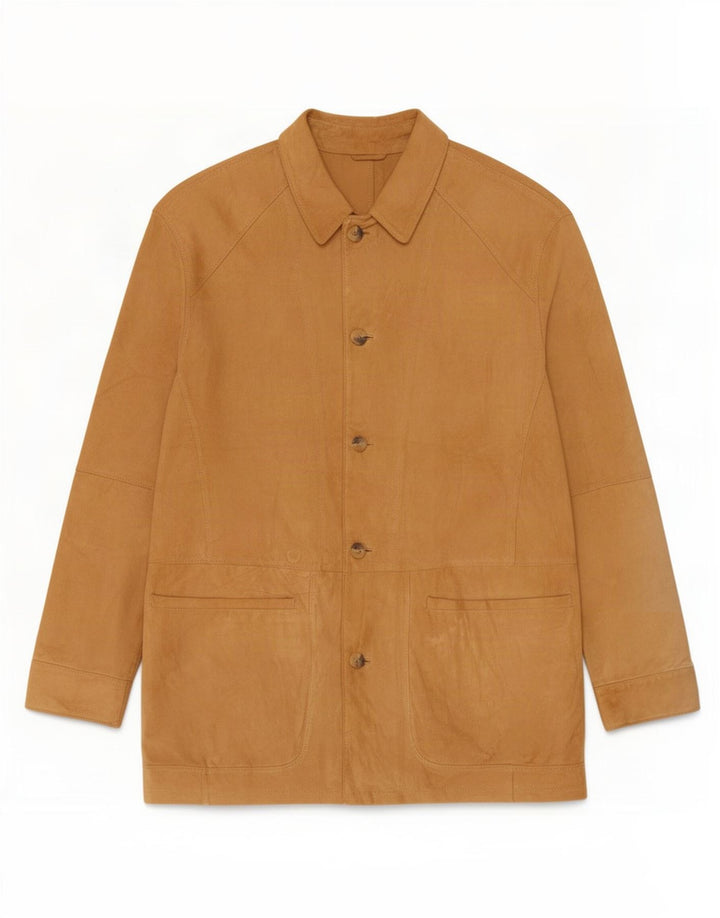 Vintage hombres ante chaqueta Reino Unido 40 grande beige