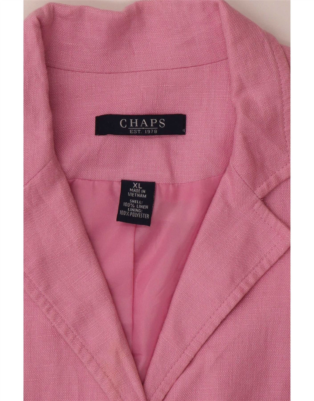 Chaps Chaqueta Blazer de Manga 3/4 con 4 Botones para Mujer UK 18 XL Lino Rosa