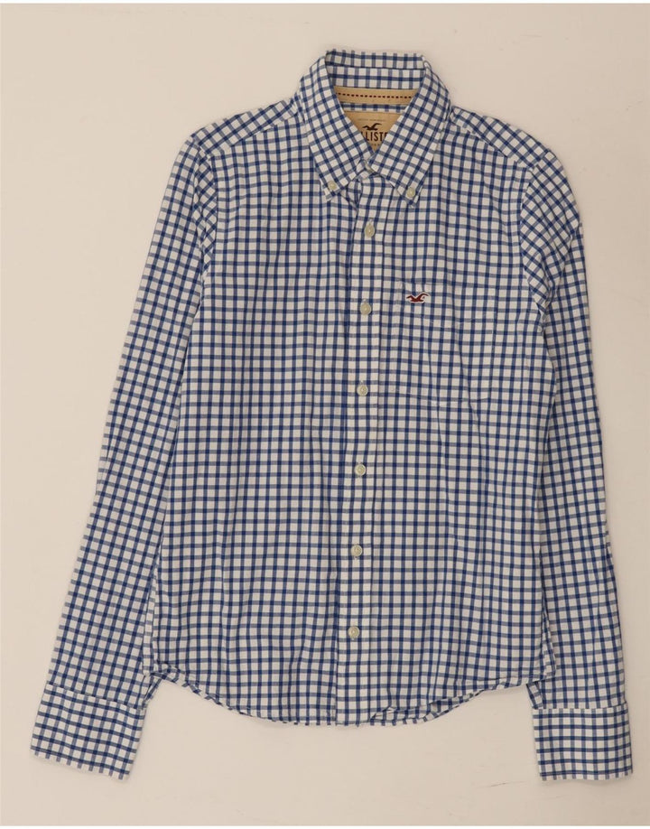 Camisa Hollister Hombre Algodón Vichy Azul Pequeño