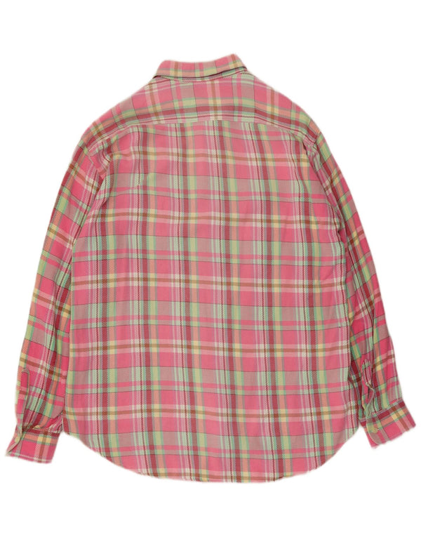 Benetton Camisa De Franela De Algodón A Cuadros Rosa Grande Hombre