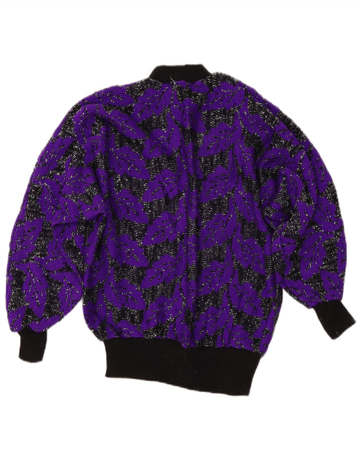 VINTAGE Mujer Turtle Neck Jumper Suéter Reino Unido 8 Pequeño Púrpura Colorblock