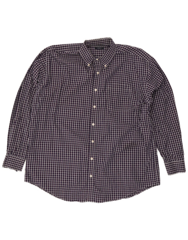Nautica Camisa de ajuste clásico para hombre, talla 18, 2XL, algodón a cuadros azul marino