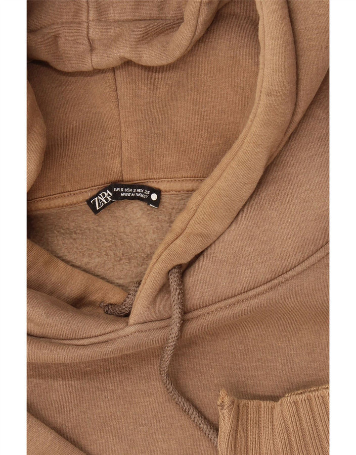 Zara Hombre Sudadera Con Capucha Jersey Pequeño Marrón