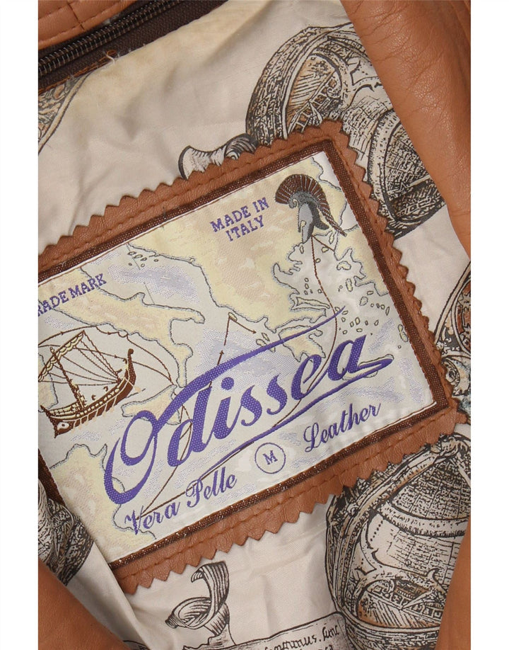 Vintage mujer chaqueta de cuero Reino Unido 14 cuero marrón medio