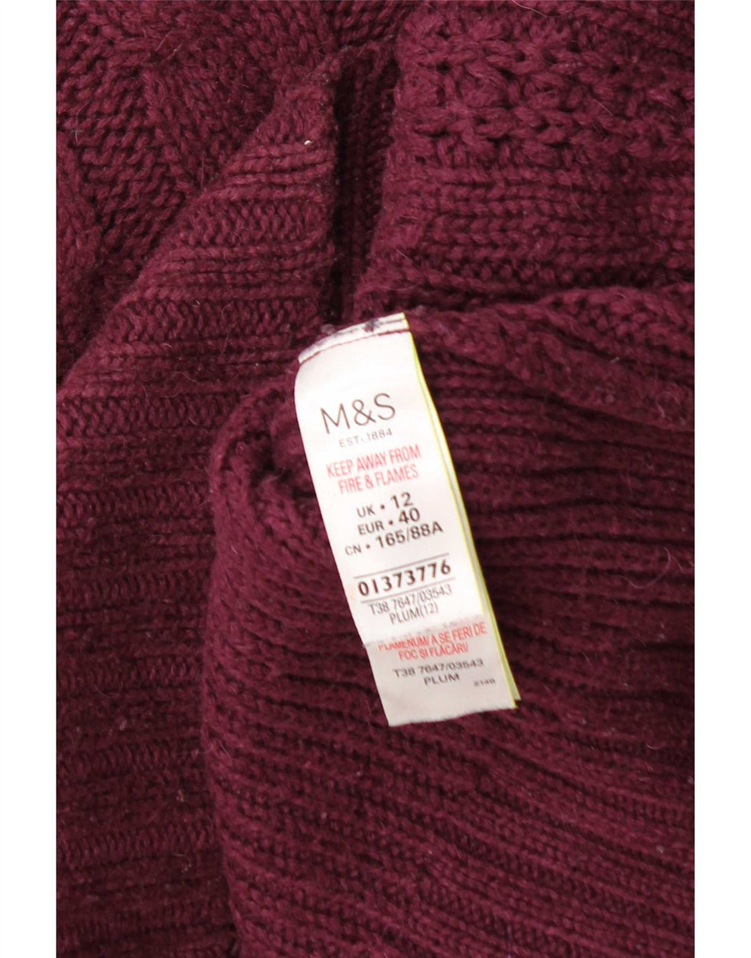 Marks & Spencer - Jersey de cuello redondo para mujer, talla 40, tamaño mediano, color burdeos