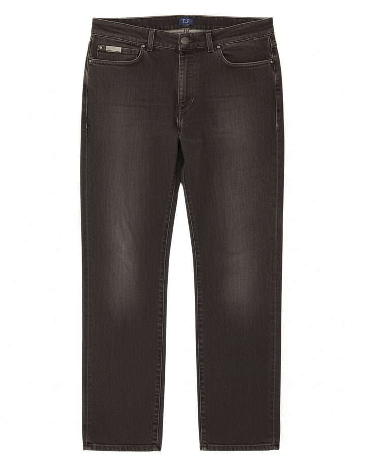 TRUSSARDI Mens Straight Jeans W34 L31 Black Cotton